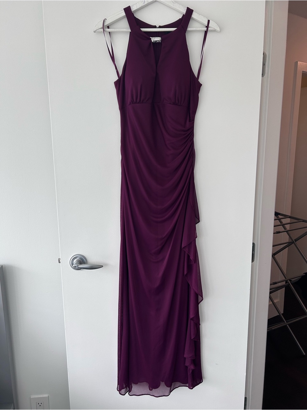 Betsy Adam Women's Plum Sleeveless Ruched Dress Size 6
